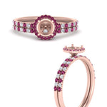 Load image into Gallery viewer, semi-mount-pink-sapphire-halo-wedding-ring-set-in-rose-gold-FD8523SMGSADRPI-NL-RG
