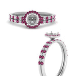 Load image into Gallery viewer, semi-mount-pink-sapphire-halo-wedding-ring-set-in-white-gold-FD8523SMGSADRPI-NL-WG
