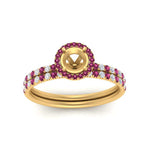 Load image into Gallery viewer, semi-mount-pink-sapphire-halo-wedding-ring-set-in-yellow-gold-FD8523SMGSADRPI-NL-YG
