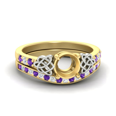 Celtic Semi Mount Channel Band Bridal Set