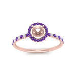 Load image into Gallery viewer, semi-mount-purple-topaz-halo-petite-engagement-ring-in-rose-gold-FD8523SMRGVITOANGLE3-NL-RG
