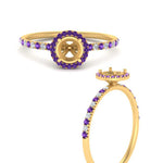 Load image into Gallery viewer, semi-mount-purple-topaz-halo-petite-engagement-ring-in-yellow-gold-FD8523SMRGVITOANGLE3-NL-YG
