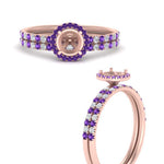 Load image into Gallery viewer, semi-mount-purple-topaz-halo-wedding-ring-set-in-rose-gold-FD8523SMGVITO-NL-RG
