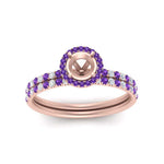 Load image into Gallery viewer, semi-mount-purple-topaz-halo-wedding-ring-set-in-rose-gold-FD8523SMGVITO-NL-RG
