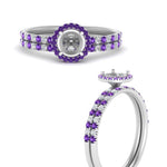 Load image into Gallery viewer, semi-mount-purple-topaz-halo-wedding-ring-set-in-white-gold-FD8523SMGVITO-NL-WG
