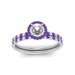 Load image into Gallery viewer, semi-mount-purple-topaz-halo-wedding-ring-set-in-white-gold-FD8523SMGVITO-NL-WG
