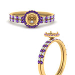 Load image into Gallery viewer, semi-mount-purple-topaz-halo-wedding-ring-set-in-yellow-gold-FD8523SMGVITO-NL-YG
