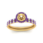 Load image into Gallery viewer, semi-mount-purple-topaz-halo-wedding-ring-set-in-yellow-gold-FD8523SMGVITO-NL-YG
