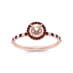 Load image into Gallery viewer, semi-mount-ruby-halo-petite-engagement-ring-in-rose-gold-FD8523SMRGRUDRANGLE3-NL-RG
