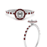 Load image into Gallery viewer, semi-mount-ruby-halo-petite-engagement-ring-in-white-gold-FD8523SMRGRUDRANGLE3-NL-WG
