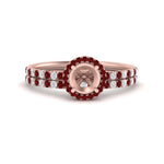 Load image into Gallery viewer, semi-mount-ruby-halo-wedding-ring-set-in-rose-gold-FD8523SMGRUDR-NL-RG
