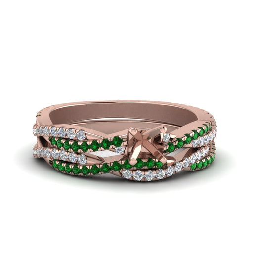 semi-mount-simple-diamond-twisted-vine-bridal-ring-sets-with-emerald-in-14K-rose-gold-FD8233SMGEMGR-NL-RG