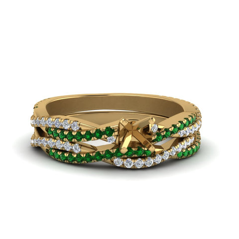 semi-mount-simple-diamond-twisted-vine-bridal-ring-sets-with-emerald-in-14K-yellow-gold-FD8233SMGEMGR-NL-YG