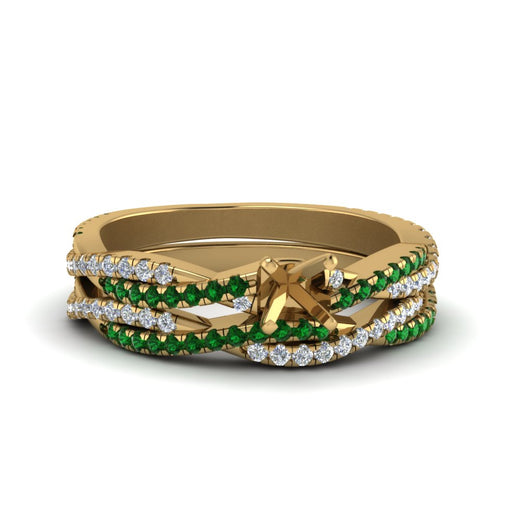 semi-mount-simple-diamond-twisted-vine-bridal-ring-sets-with-emerald-in-14K-yellow-gold-FD8233SMGEMGR-NL-YG