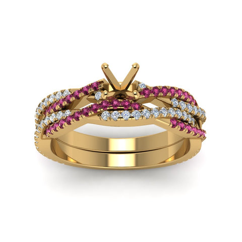 semi-mount-simple-diamond-twisted-vine-bridal-ring-sets-with-pink-sapphire-in-14K-yellow-gold-FD8233SMGSADRPI-NL-YG