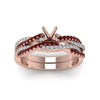 Load image into Gallery viewer, semi-mount-simple-diamond-twisted-vine-bridal-ring-sets-with-ruby-in-14K-rose-gold-FD8233SMGRUDR-NL-RG