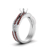 Load image into Gallery viewer, semi-mount-simple-diamond-twisted-vine-bridal-ring-sets-with-ruby-in-14K-white-gold-FD8233SMGRUDR-NL-WG