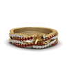 Load image into Gallery viewer, semi-mount-simple-diamond-twisted-vine-bridal-ring-sets-with-ruby-in-14K-yellow-gold-FD8233SMGRUDR-NL-YG