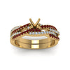 Load image into Gallery viewer, semi-mount-simple-diamond-twisted-vine-bridal-ring-sets-with-ruby-in-14K-yellow-gold-FD8233SMGRUDR-NL-YG