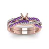 Load image into Gallery viewer, semi-mount-simple-diamond-twisted-vine-bridal-ring-sets-with-violac-topaz-in-14K-rose-gold-FD8233SMGVITO-NL-RG