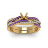 Load image into Gallery viewer, semi-mount-simple-diamond-twisted-vine-bridal-ring-sets-with-violac-topaz-in-14K-yellow-gold-FD8233SMGVITO-NL-YG