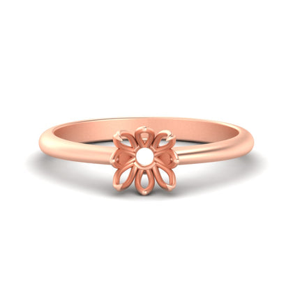 Semi Mount Cathedral Ring With Floral Head