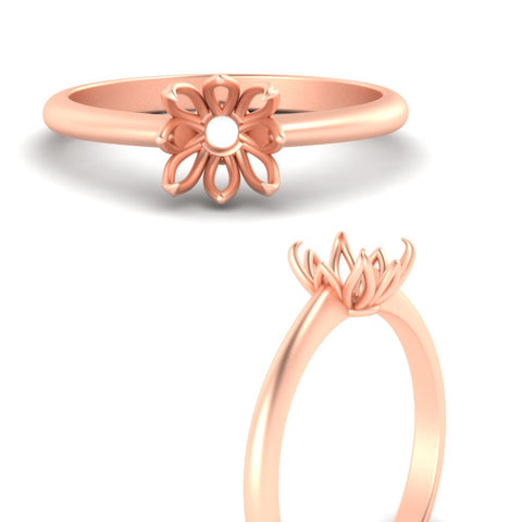 Semi Mount Cathedral Ring With Floral Head