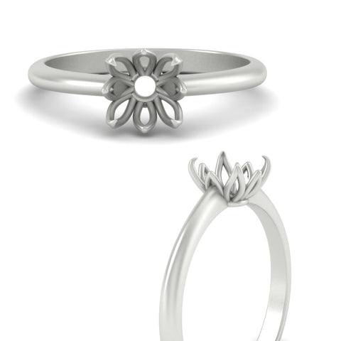 Semi Mount Cathedral Ring With Floral Head