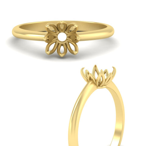 Semi Mount Cathedral Ring With Floral Head