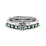 Load image into Gallery viewer, semi-mount-solitaire-engagement-ring-with-emerald-band-in-FD9334SMGEMGRANGLE3-NL-WG-B1
