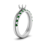 Load image into Gallery viewer, semi-mount-solitaire-engagement-ring-with-emerald-band-in-FD9334SMGEMGRANGLE3-NL-WG-B1
