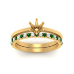Load image into Gallery viewer, semi-mount-solitaire-engagement-ring-with-emerald-band-in-FD9334SMGEMGRANGLE3-NL-YG-B1

