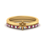 Load image into Gallery viewer, semi-mount-solitaire-engagement-ring-with-pink-sapphire-band-in-FD9334SMGSADRPIANGLE3-NL-YG-B1
