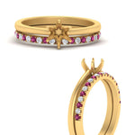 Load image into Gallery viewer, semi-mount-solitaire-engagement-ring-with-pink-sapphire-band-in-FD9334SMGSADRPIANGLE3-NL-YG-B1
