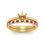 Load image into Gallery viewer, semi-mount-solitaire-engagement-ring-with-pink-sapphire-band-in-FD9334SMGSADRPIANGLE3-NL-YG-B1
