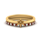 Load image into Gallery viewer, semi-mount-solitaire-engagement-ring-with-ruby-band-in-FD9334SMGRUDRANGLE3-NL-YG-B1
