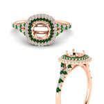 Load image into Gallery viewer, semi-mount-spalit-band-double-halo-engagement-ring-with-emerald-in-FD11142SMRGEMGRANGLE3-NL-RG
