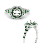 Load image into Gallery viewer, semi-mount-spalit-band-double-halo-engagement-ring-with-emerald-in-FD11142SMRGEMGRANGLE3-NL-WG
