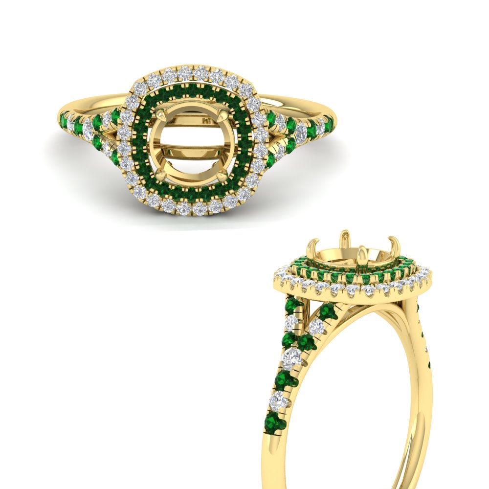 semi-mount-spalit-band-double-halo-engagement-ring-with-emerald-in-FD11142SMRGEMGRANGLE3-NL-YG