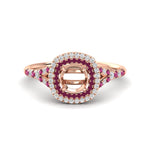 Load image into Gallery viewer, semi-mount-spalit-band-double-halo-engagement-ring-with-pink-sapphire-in-FD11142SMRGSADRPIANGLE3-NL-RG
