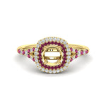 Load image into Gallery viewer, semi-mount-spalit-band-double-halo-engagement-ring-with-pink-sapphire-in-FD11142SMRGSADRPIANGLE3-NL-YG
