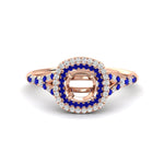 Load image into Gallery viewer, semi-mount-spalit-band-double-halo-engagement-ring-with-sapphire-in-FD11142SMRGSABLANGLE3-NL-RG

