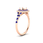 Load image into Gallery viewer, semi-mount-spalit-band-double-halo-engagement-ring-with-sapphire-in-FD11142SMRGSABLANGLE3-NL-RG
