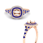 Load image into Gallery viewer, semi-mount-spalit-band-double-halo-engagement-ring-with-sapphire-in-FD11142SMRGSABLANGLE3-NL-RG
