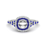 Load image into Gallery viewer, semi-mount-spalit-band-double-halo-engagement-ring-with-sapphire-in-FD11142SMRGSABLANGLE3-NL-WG
