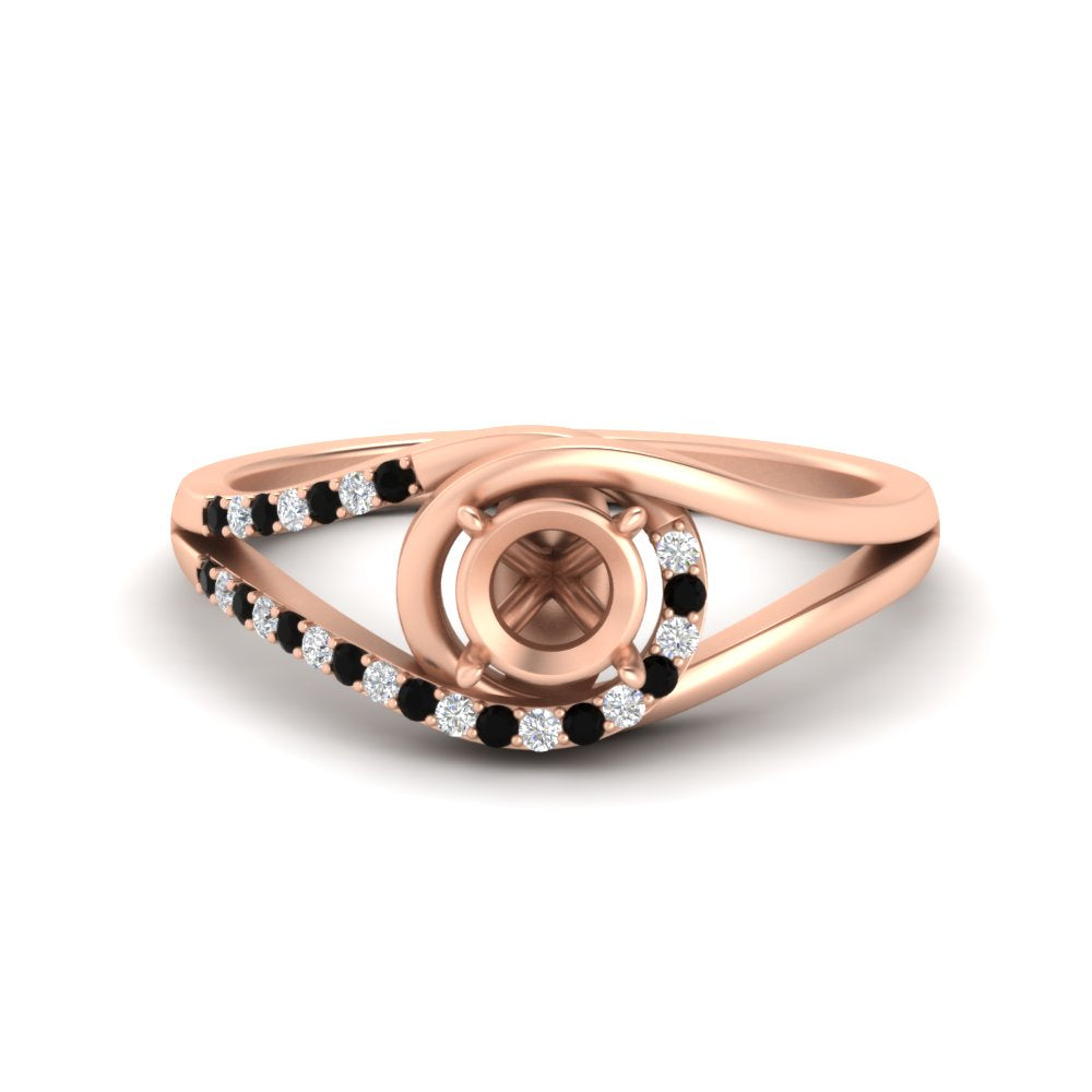 Swirl Split Semi Mount Ring For Women