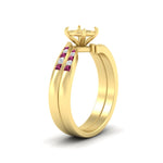 Load image into Gallery viewer, semi-mount-swirl-channel-diamond-bridal-set-with-pink-sapphire-in-yellow-gold-FDENS4028SMGSADRPI-NL-YG.jpg
