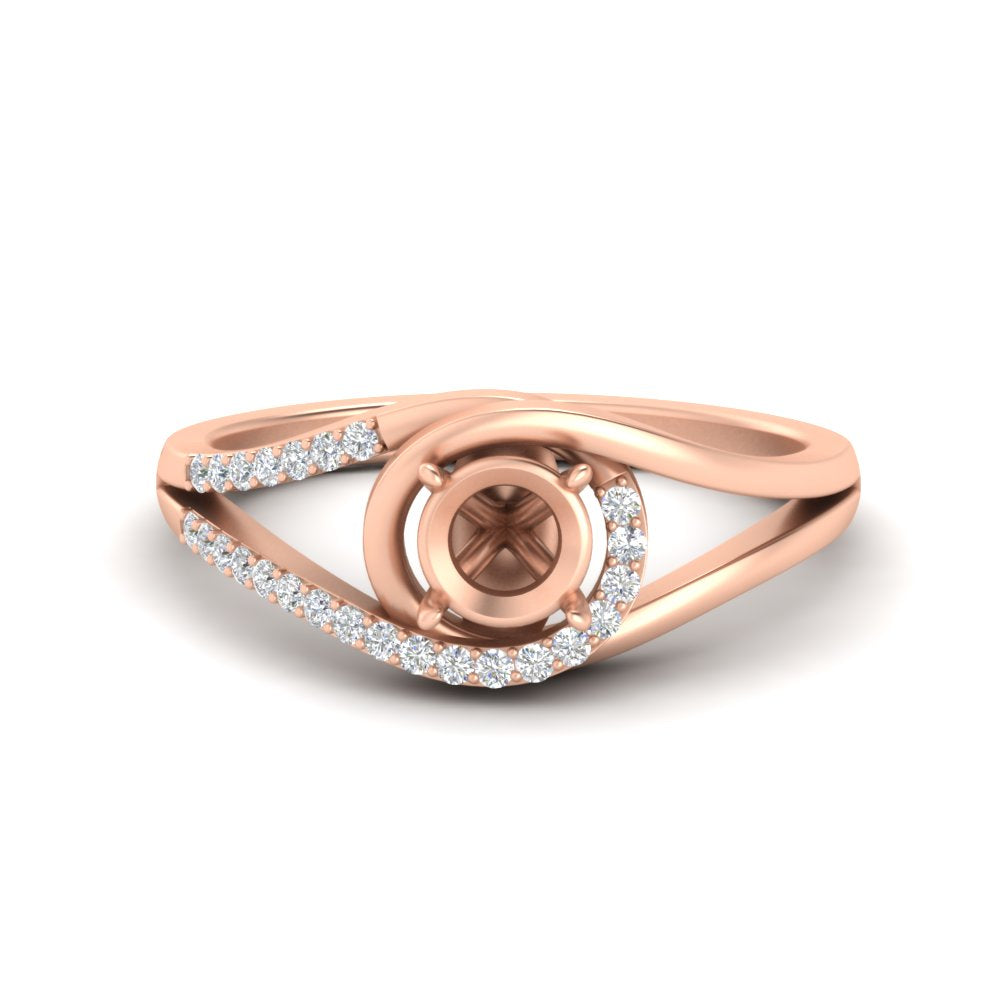 Swirl Split Semi Mount Ring For Women