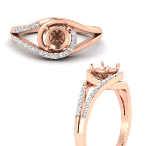 Swirl Split Semi Mount Ring For Women