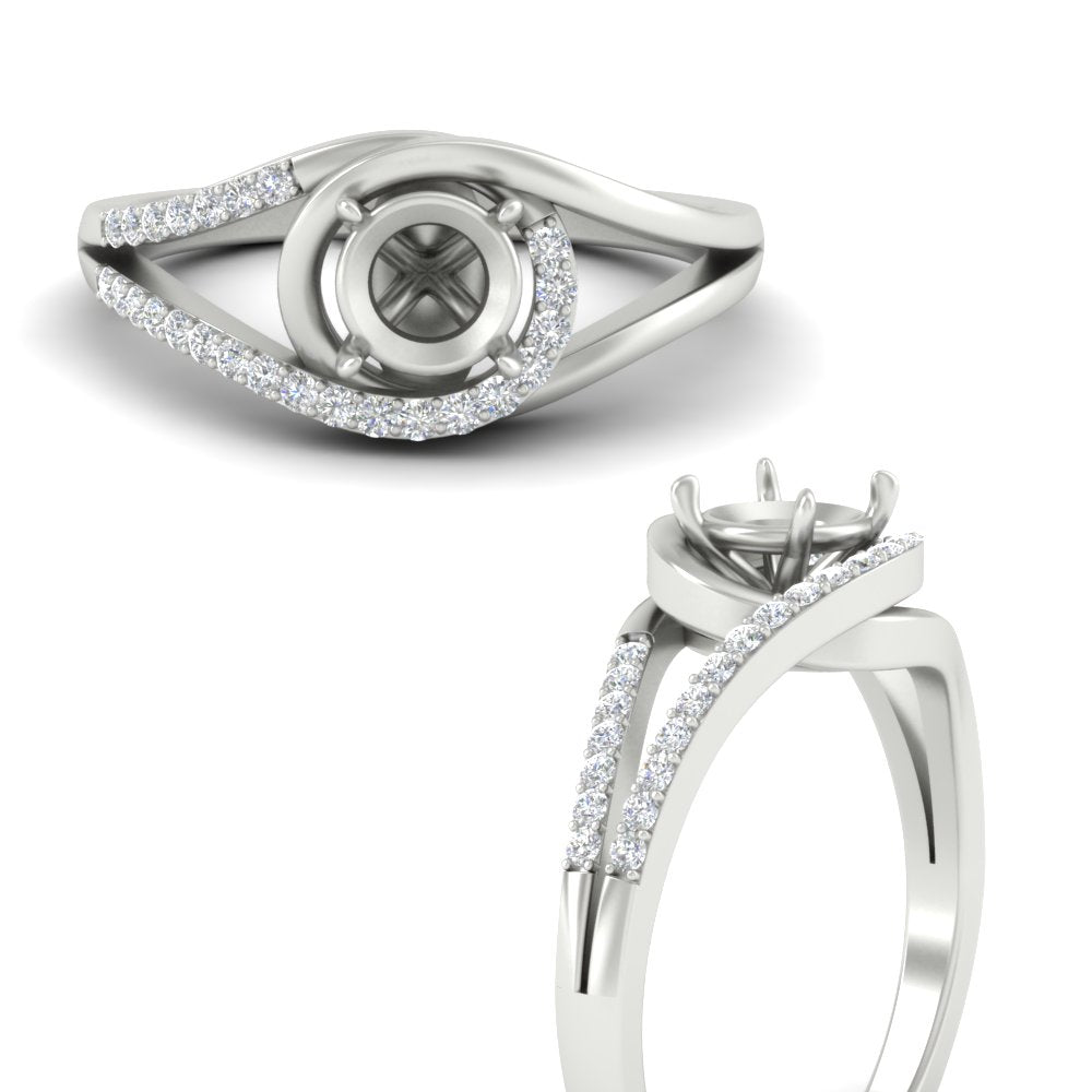 Swirl Split Semi Mount Ring For Women